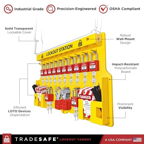 TRADESAFE Lockout Tagout Station with Loto Devices - 14 Pack Safety Lock Set, 6 Hasps, 40 Do Not Operate Tags, Lock Out Tag Out Kit Board, Lockout Safety Supply for OSHA Compliance - Image 3