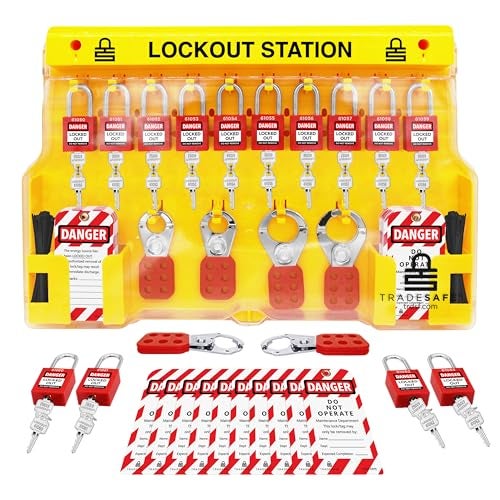 TRADESAFE Lockout Tagout Station with Loto Devices - 14 Pack Safety Lock Set, 6 Hasps, 40 Do Not Operate Tags, Lock Out Tag Out Kit Board, Lockout Safety Supply for OSHA Compliance - Image 1