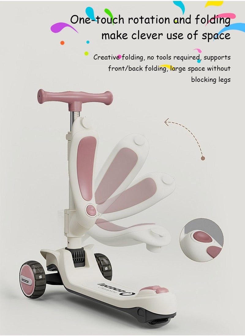 Lecoco 3-in-1 Kids Kick Scooter with Light up Wheels, for 1-12 years Boys and Girls, Easy folding Scooter with Adjustable Handle and Parent Push Bar  - Image 3