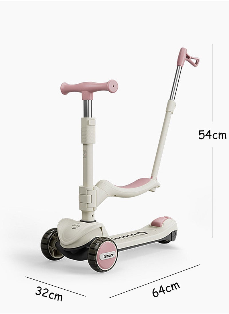 Lecoco 3-in-1 Kids Kick Scooter with Light up Wheels, for 1-12 years Boys and Girls, Easy folding Scooter with Adjustable Handle and Parent Push Bar  - Image 5