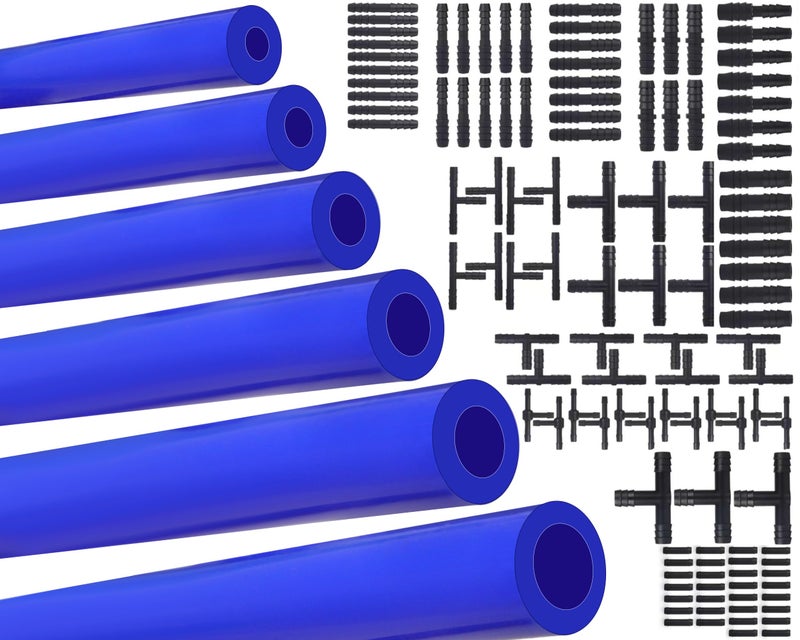 Easily 18 532 316 14 516 38 High Performance Automotive Silicone Vacuum Tubing Hose line Kit 6PCS 5FT with 115PCS Nylon Vacuum Connectors Blue - Image 2