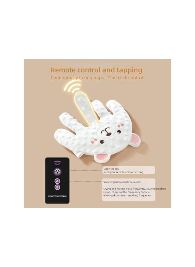 Baby Patting Sleeping Toy, Baby Soothing Palm, Baby Startle Prevention Hand Glove, Cute Cartoon Automatic Baby Soothing Palm with Remote Control, Baby Soothing Hand Pillow, (Beige Bear)  - Image 2
