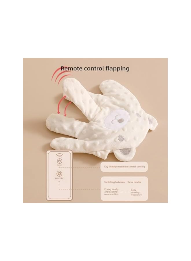Baby Patting Sleeping Toy, Baby Soothing Palm, Baby Startle Prevention Hand Glove, Cute Cartoon Automatic Baby Soothing Palm with Remote Control, Baby Soothing Hand Pillow, (Beige Bear)  - Image 4