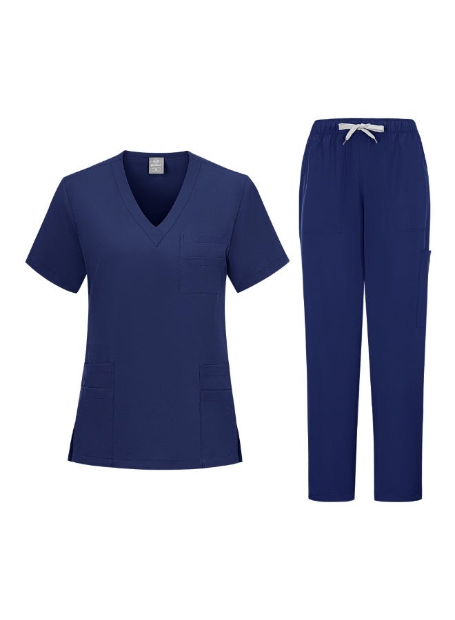 Loquat Womens Medical Scrubs Set Medical Uniform Set Navy Blue - Image 1