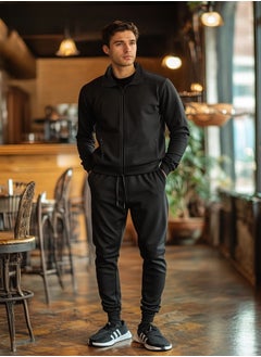 Black Regular/Normal Cut Zippered Basic Tracksuit TMNAW25EM00005
