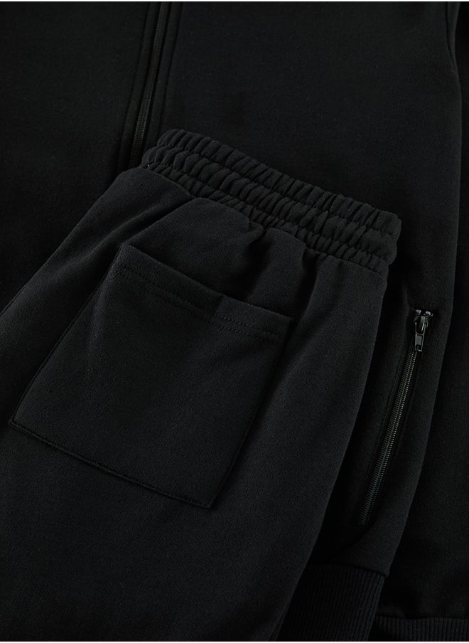 trendyol - Black Regular/Normal Cut Zippered Basic Tracksuit TMNAW25EM00005 - Image 1