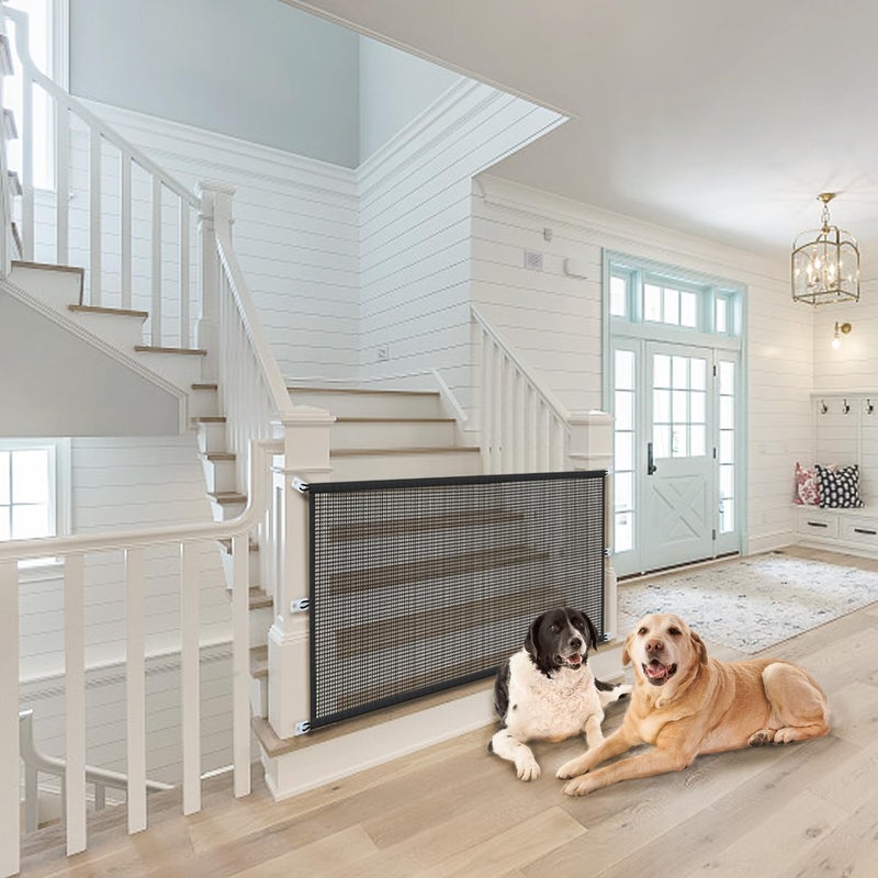 Cupount Dog Gate Indoor Pet Gates for Stairs: Dogs Screen Mesh Gate for The House Magic Gate for Kitchen Doorways Hallway Stairways Safety Porch Yard 30 inch Tall, 65 inch Wide - Image 2