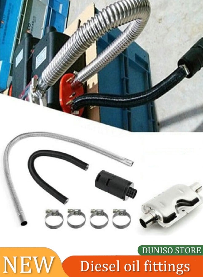 Loquat Parking Heater Stainless Steel Intake u0026 Exhaust Kit, Diesel Parking Heater Set, Diesel Heater Exhaust Pipe Silencer Muffler Air Filter with Clamp - Image 1
