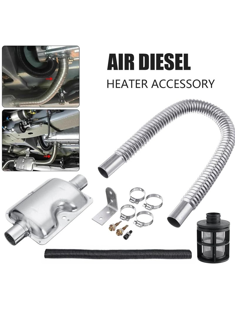 Loquat Parking Heater Stainless Steel Intake u0026 Exhaust Kit, Diesel Parking Heater Set, Diesel Heater Exhaust Pipe Silencer Muffler Air Filter with Clamp - Image 3