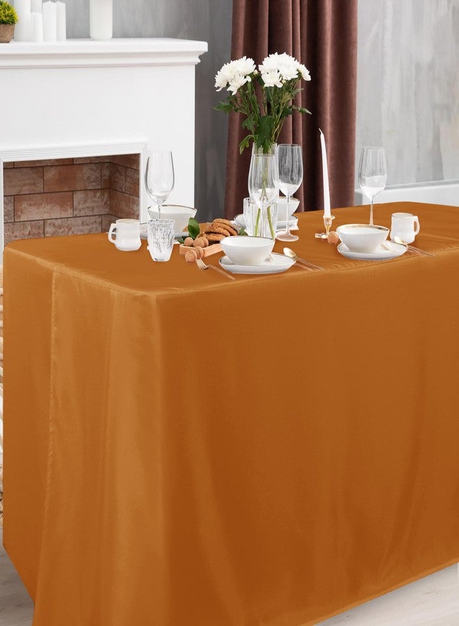 Obstal 2 Pack Table Clothes for 8 FT Rectangle Tables - Water Resistant Washable Fabric Polyester Rectangle Table Cover Protector for Wedding, Banquet and Trade Shows, 96L x 30W Inches, Bronze - Image 2