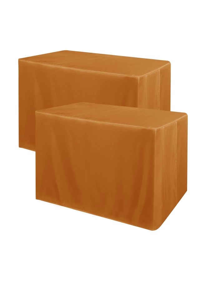 Obstal 2 Pack Table Clothes for 8 FT Rectangle Tables - Water Resistant Washable Fabric Polyester Rectangle Table Cover Protector for Wedding, Banquet and Trade Shows, 96L x 30W Inches, Bronze - Image 1