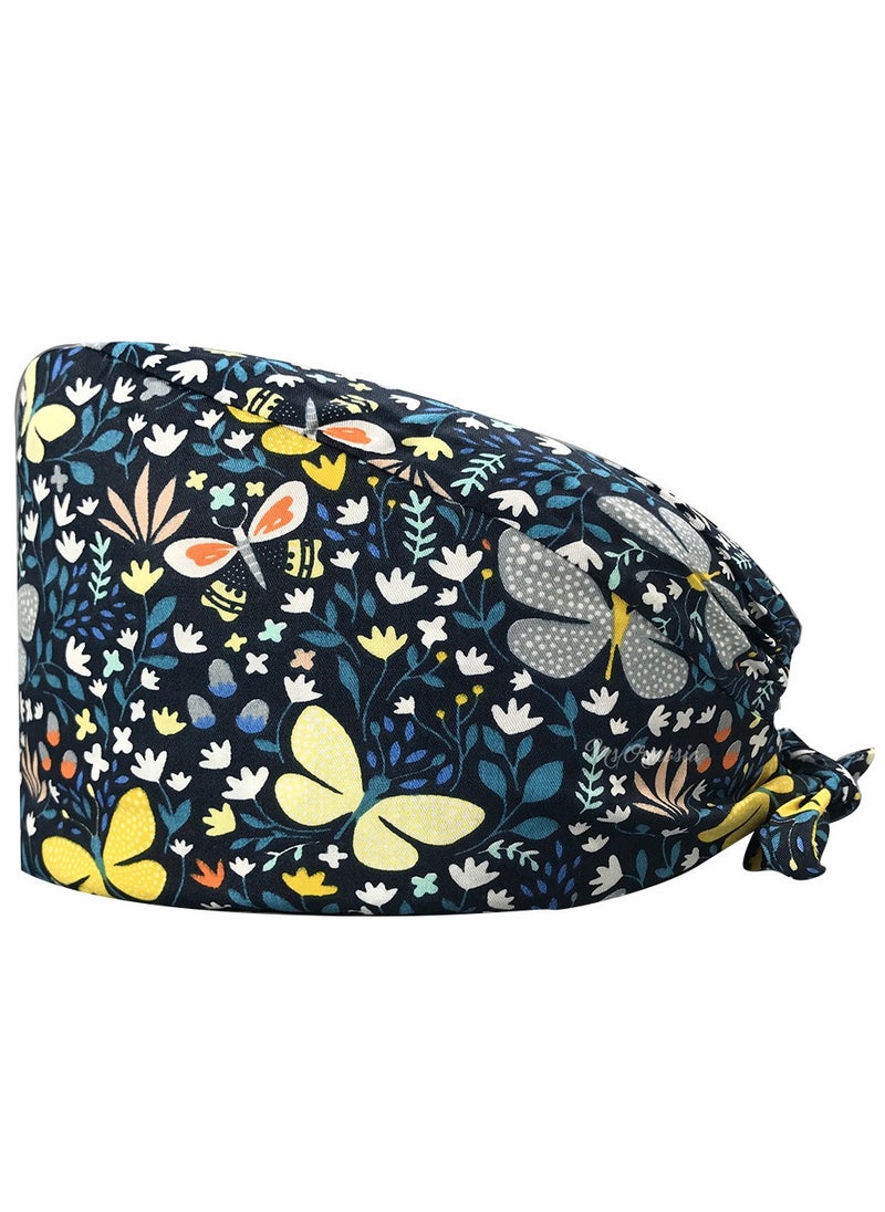KUYING Nurse Hat With Small Fresh And Cute Pattern Medical Work Hat 