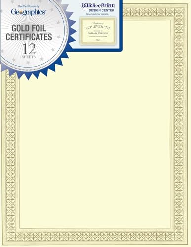 Geographics Foil Certificates 812 x 11 Gold Flourish Pack Of 12 - Image 1