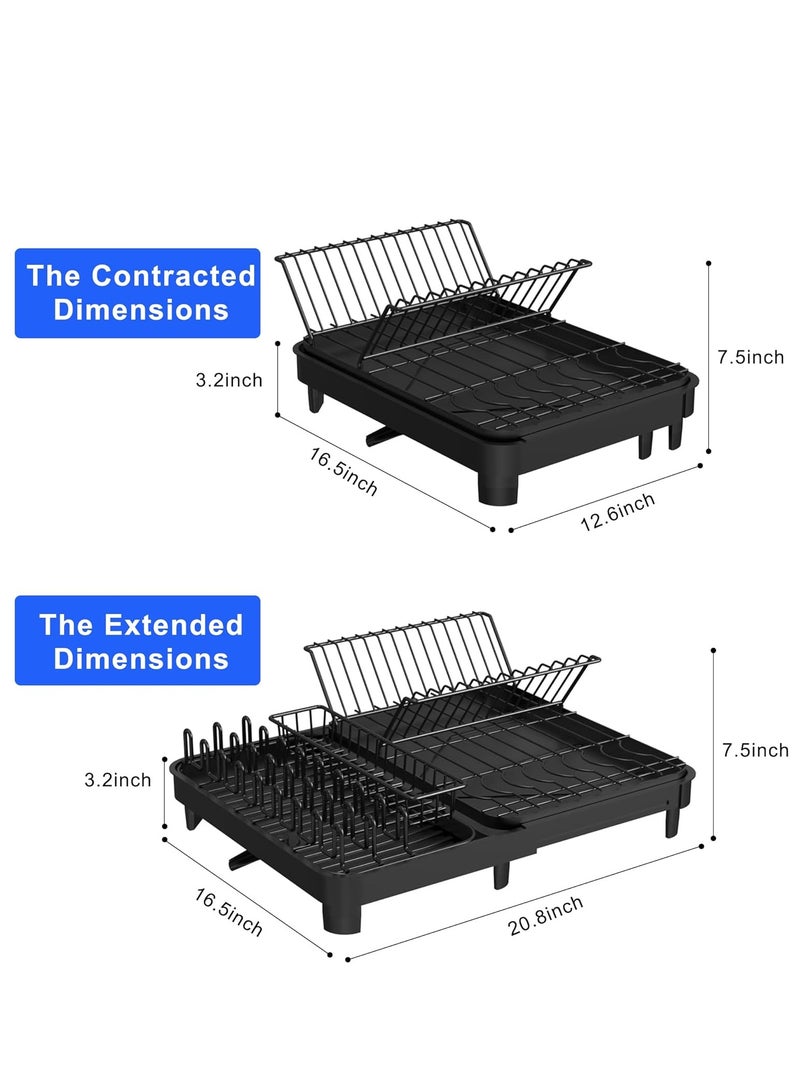 ALASAMCO Dish Drying Rack Large Size Without Installation 2-Tier Metal Dish Rack for Kitchen Counter with Drain Board - Image 2