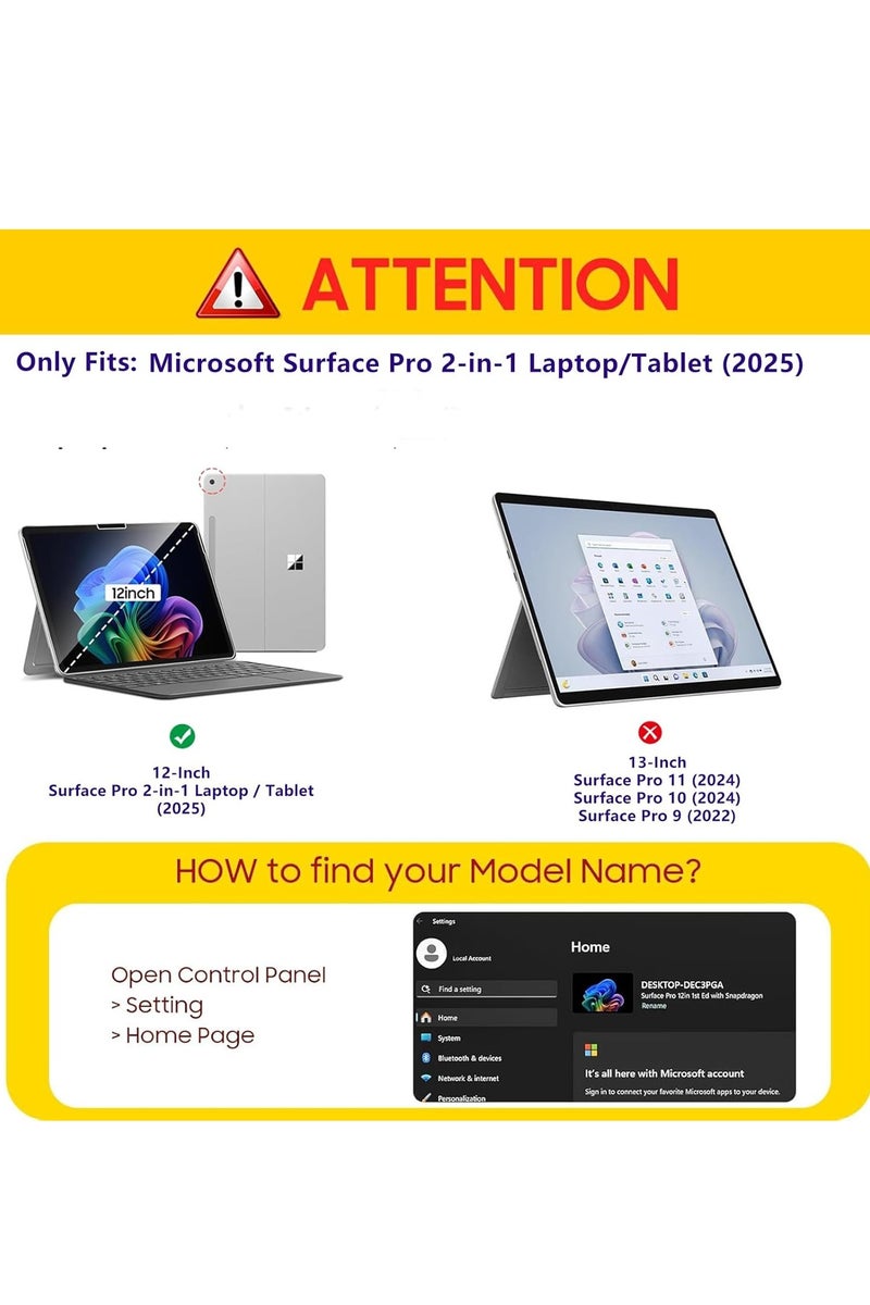 2Packs Screen Protector for 2-in-1 Surface Pro 12 Inch (2025 Release); 9H Tempered Glass Film Guard for Microsoft Surface Pro 12", Anti-Scratch & Surface Pen Supported - Image 4