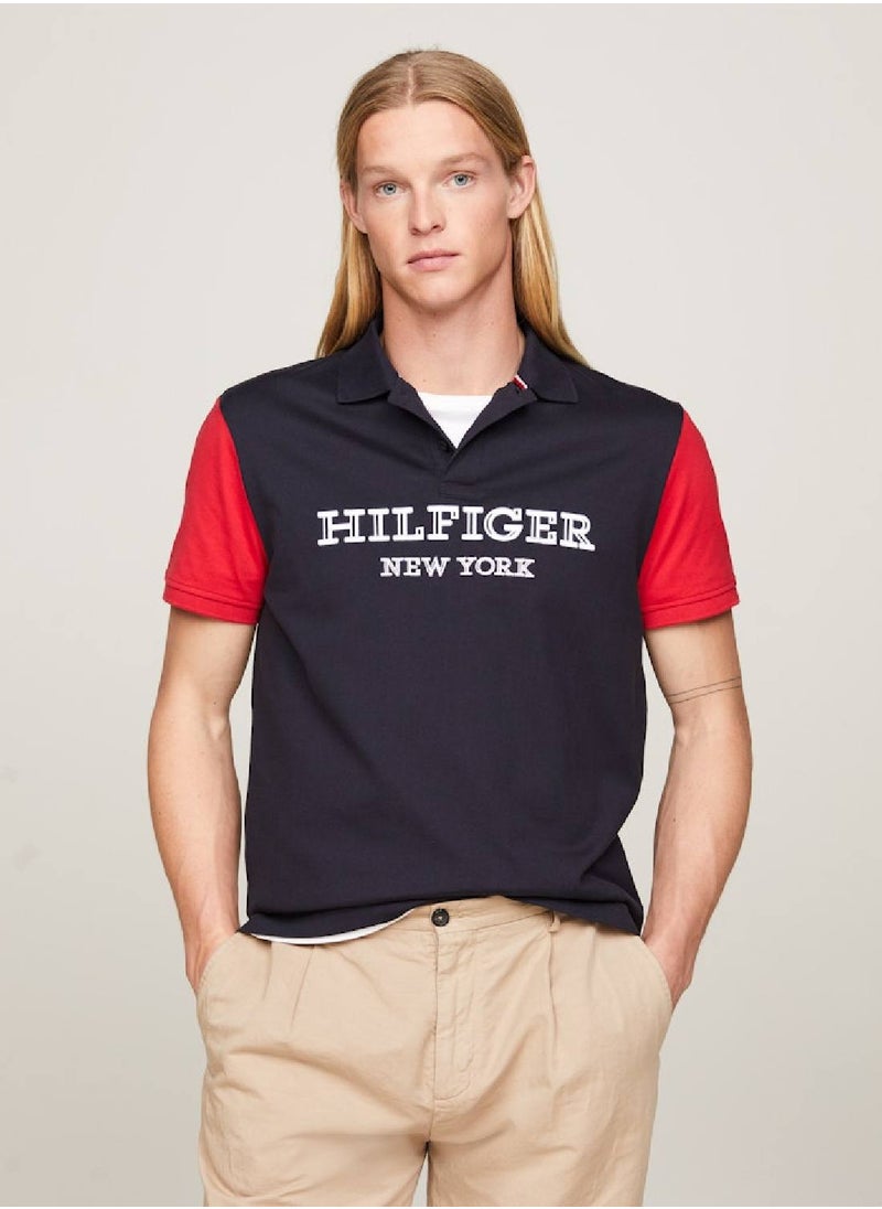 Men's Hilfiger Monotype Colour-Blocked Regular Fit Polo -  Pure cotton, Red/ Navy - pzsku/ZF35643A1137F4B42E17BZ/45/_/1723743641/eec86ac9-186e-4974-9b92-188fecbcf9ed