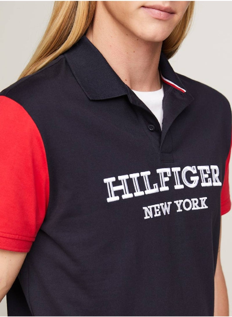 Men's Hilfiger Monotype Colour-Blocked Regular Fit Polo -  Pure cotton, Red/ Navy - pzsku/ZF35643A1137F4B42E17BZ/45/_/1723743644/17830c33-5279-4419-b478-6017ff4e1a2b