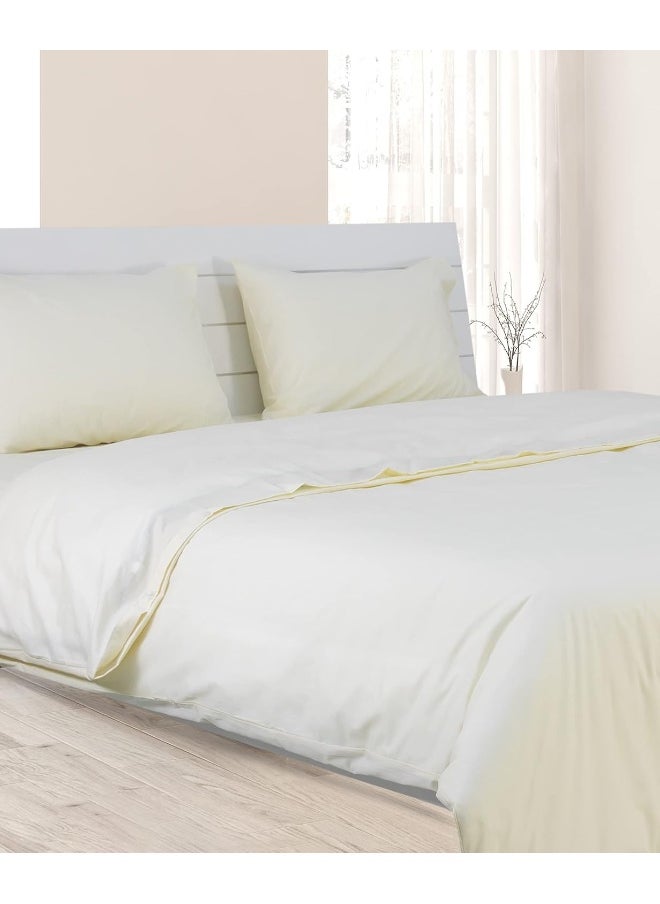 Hotel Linen Klub Hotel Linen Klub King Duvet Cover - 1 Piece, Size: 245 x 265 cm, Made from Luxurious 100% Cotton with 250 Thread Count for Exceptional Softness and Comfort, Cool and Breathable Fabric, Cream  - Image 2