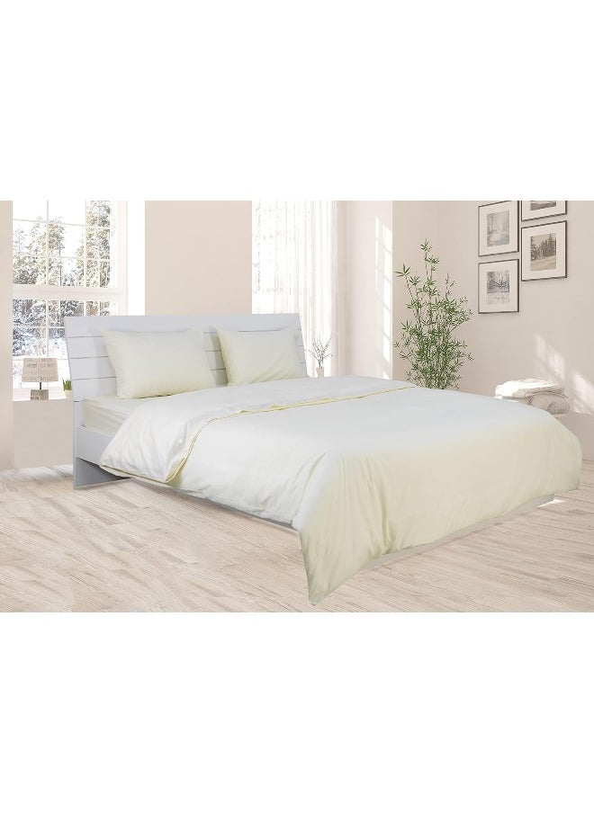 Hotel Linen Klub Hotel Linen Klub King Duvet Cover - 1 Piece, Size: 245 x 265 cm, Made from Luxurious 100% Cotton with 250 Thread Count for Exceptional Softness and Comfort, Cool and Breathable Fabric, Cream  - Image 1
