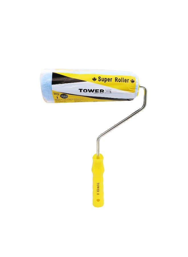 TOWER 9" Paint Roller with Plastic Handle with Replaceable Covers, Strong, Durable and Lightweight for use Indoors & Outdoors Yellow/Blue, 9 inch - Image 1