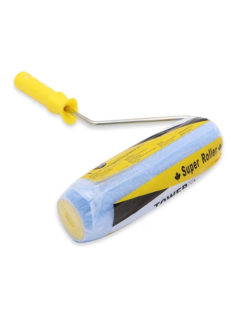 TOWER 9" Paint Roller with Plastic Handle with Replaceable Covers, Strong, Durable and Lightweight for use Indoors & Outdoors Yellow/Blue, 9 inch - Image 2
