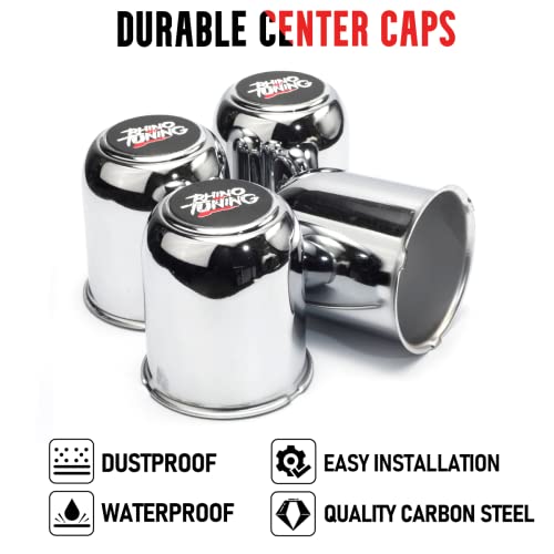 RTRHINOTUNING 3.19" Hub 3.62" H Push Through Center Caps Chrome for RV Trailer Truck Wheels Rim 4 Pieces Hub Caps - Image 3