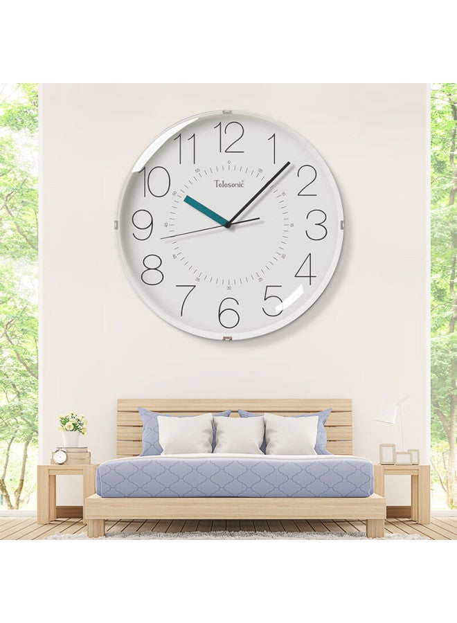 Telesonic Wall Clock, 12-inch Minimalist Style, Home Living Room Decorative Quartz Clock, Bedroom Timepiece, 30cm - Image 3