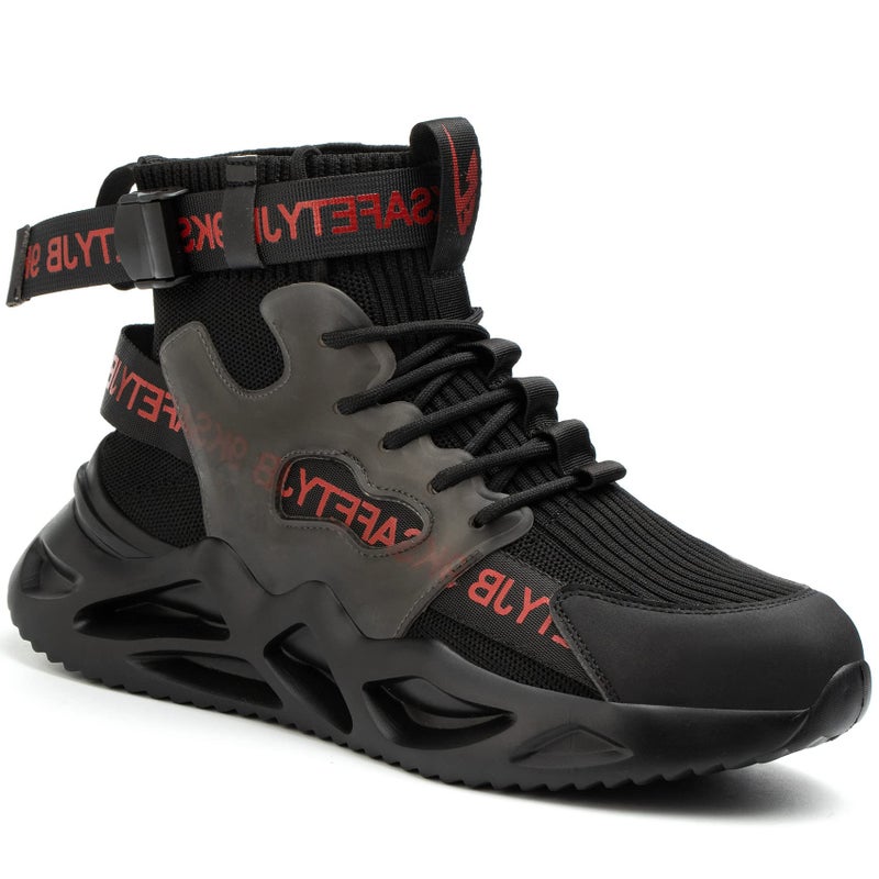 ORISTACO Steel Toe Safety High-cut Boot, Breathable Lightweight Smash-proof Industries Construction Work Shoes, 7719 Black 43 - Image 1