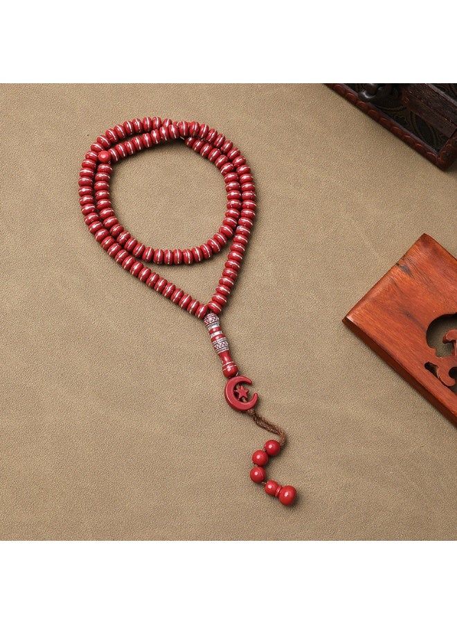 NIBEMINENT 99 Muslim Prayer Beads Red/8mm 
