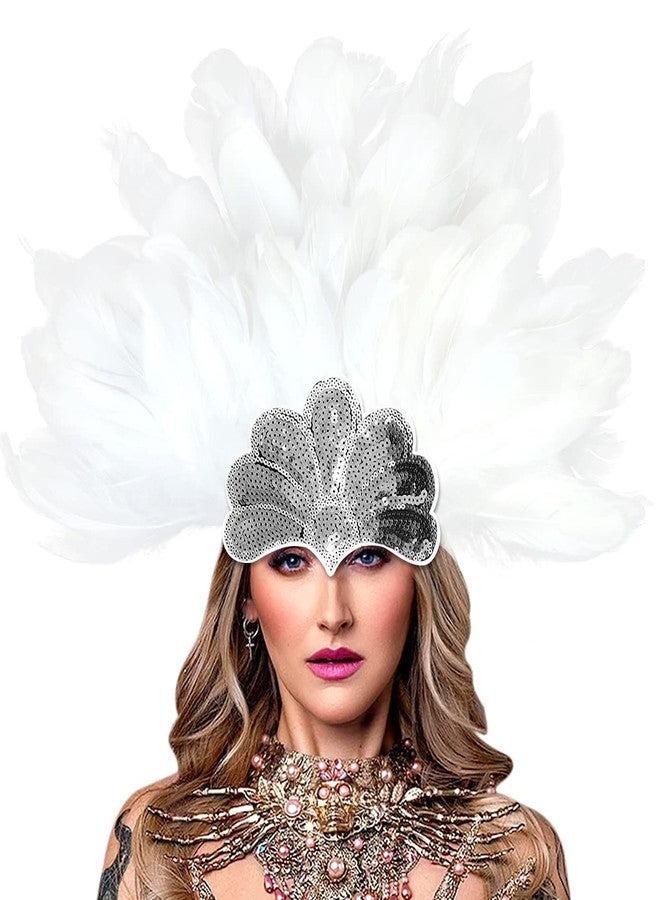 HOMELEX Women's Black Feather Headpiece Carnival Caribbean Headdress Showgirl Accessories - Image 1