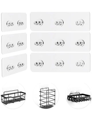 Shower Caddy Adhesive Replacement, 6pcs Adhesive Shower Caddy Shelf Adhesive, Strong Adhesive Hooks, No Drilling Shower Shelves for Bathroom, Kitchen, Soap Holder