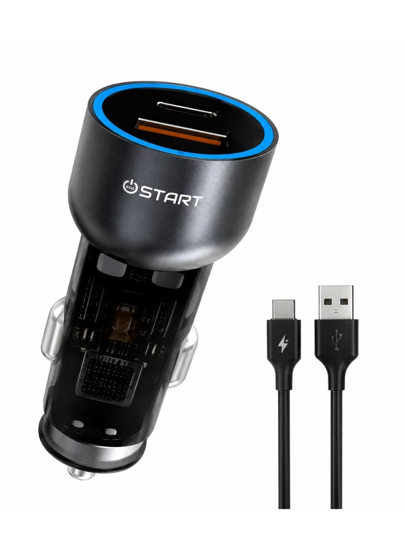 ST-32E Dual Super Fast 55W Car Adapter Charger  with PD30W + QC25W Ports and 1m USB-C Cable