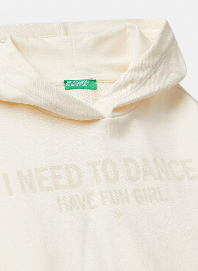 Benetton Girls Hooded sweatshirt with slogan print - Image 2