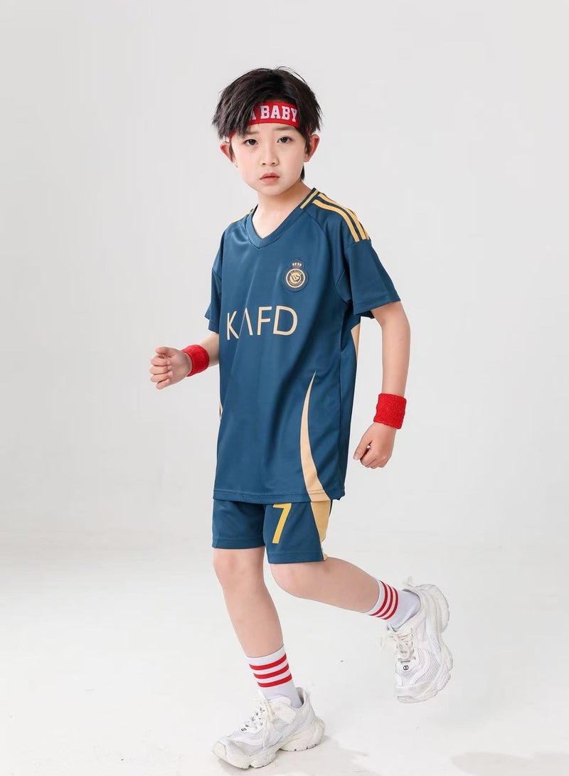 Children's soccer uniform suit boys girls soccer uniform suit children's soccer uniform short-sleeved soccer shirt with socks sportswear -24  - Image 3