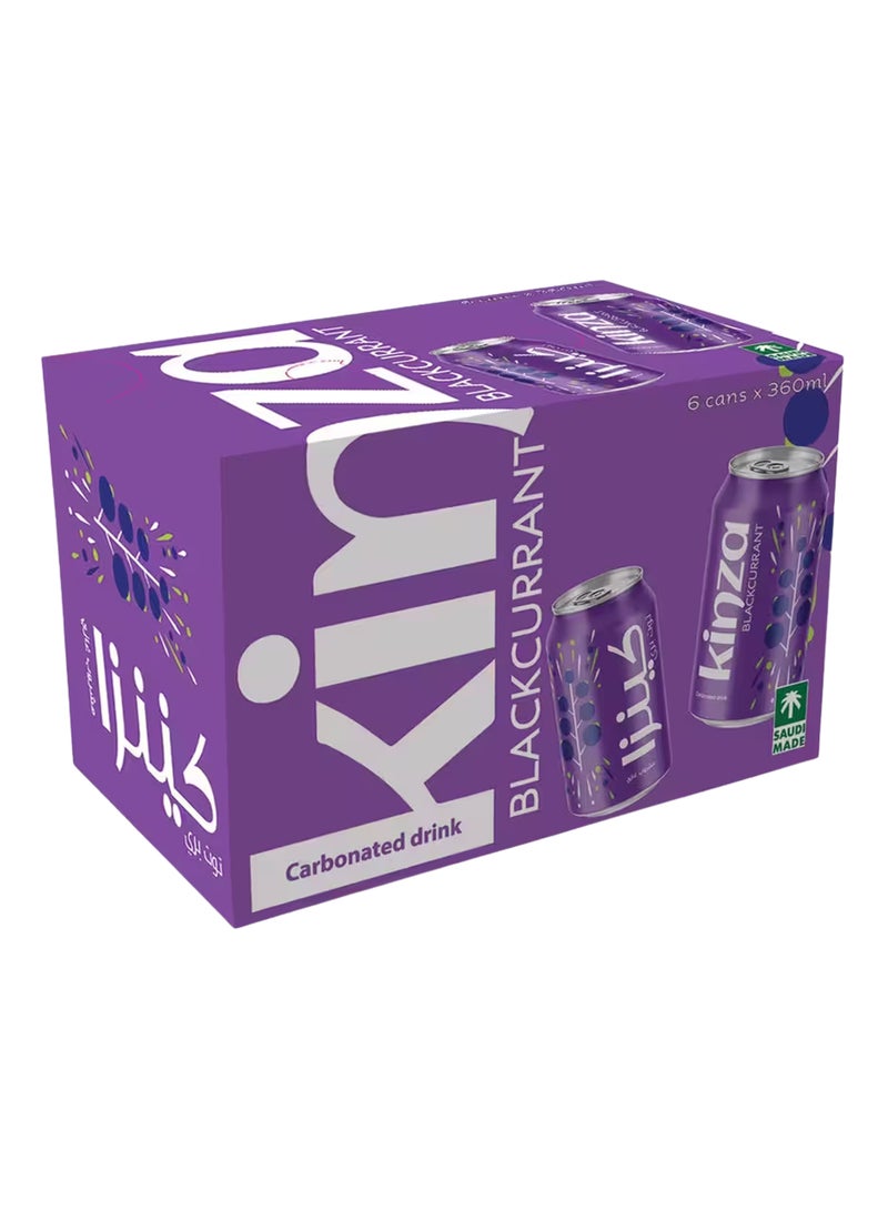 Kinza Blackcurrant Carbonated Drink 6 x 360ml - Image 1