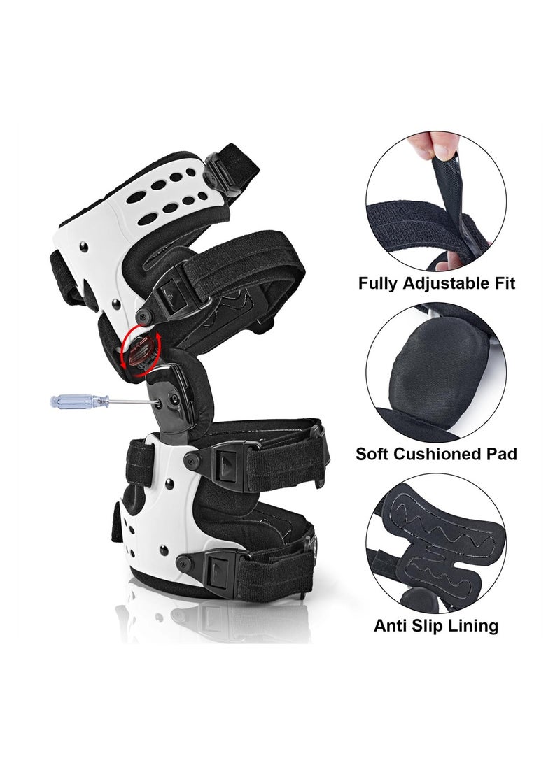 Adjustable Knee Brace for Osteoarthritis Relief Stabilizes Joints Reduces Pain and Supports Cartilage Repair Right White - Image 4