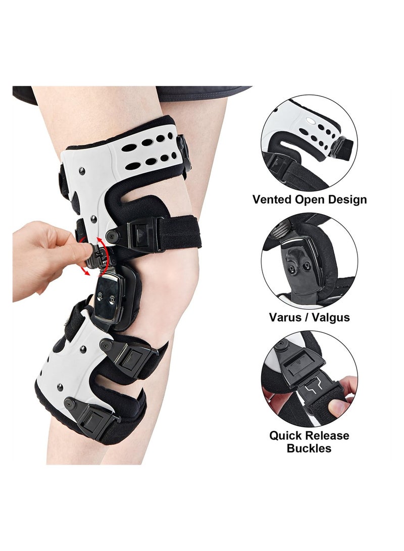 Adjustable Knee Brace for Osteoarthritis Relief Stabilizes Joints Reduces Pain and Supports Cartilage Repair Right White - Image 3