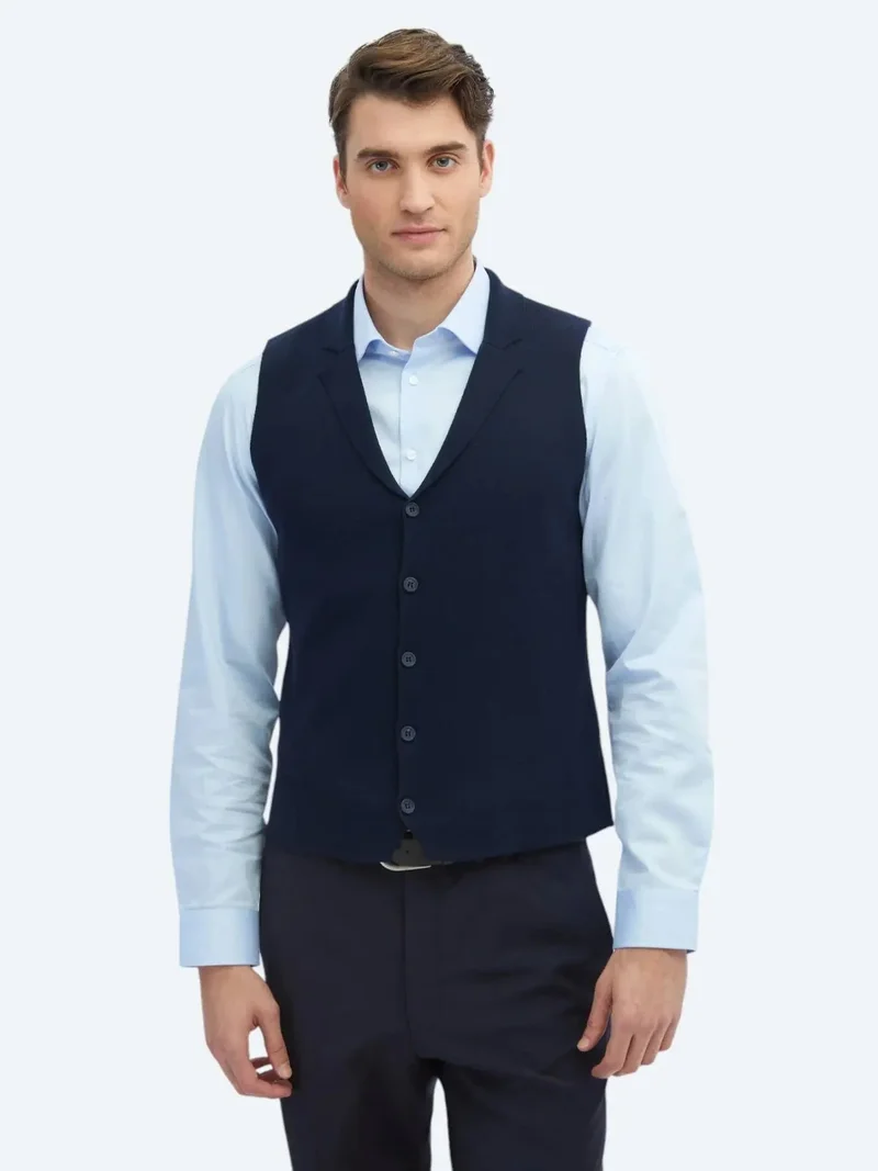 كيب سترة محبوكة كاجوال باللون الأزرق الداكن، بقصة عادية