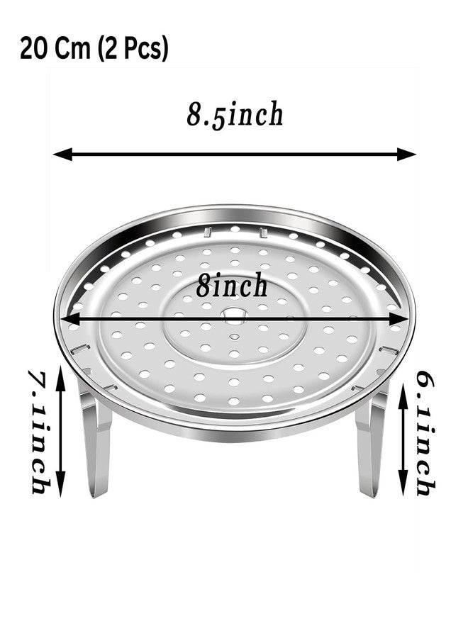 VALAJOGI 2 Psc Stainless Steel Food & Vegetable Steamer | Round Expandable Steam Plate | Detachable V-Stand | Pressure Cooker & Kadai Compatible Small (20Cm) - Image 2