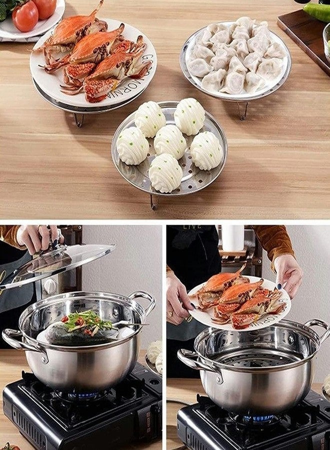 VALAJOGI 2 Psc Stainless Steel Food & Vegetable Steamer | Round Expandable Steam Plate | Detachable V-Stand | Pressure Cooker & Kadai Compatible Small (20Cm) - Image 5