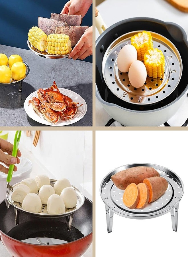 VALAJOGI 2 Psc Stainless Steel Food & Vegetable Steamer | Round Expandable Steam Plate | Detachable V-Stand | Pressure Cooker & Kadai Compatible Small (20Cm) - Image 3