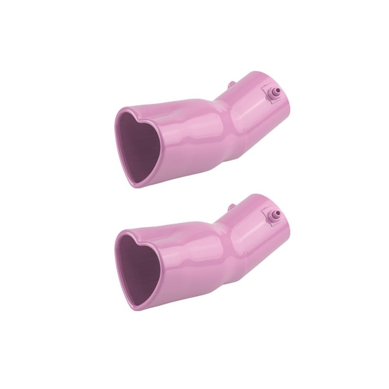 idain 2PCS Universal Heart-Shaped Exhaust Tip, 63mm Inner Diameter, Stainless Steel Bolt-on Exhaust Muffler Tip (Pink,Curved)