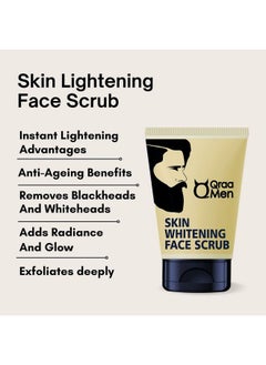 Qraa Men Vitamin C Skin Lightening Face Scrub| With Yogurt And Oatmeal  - Image 2