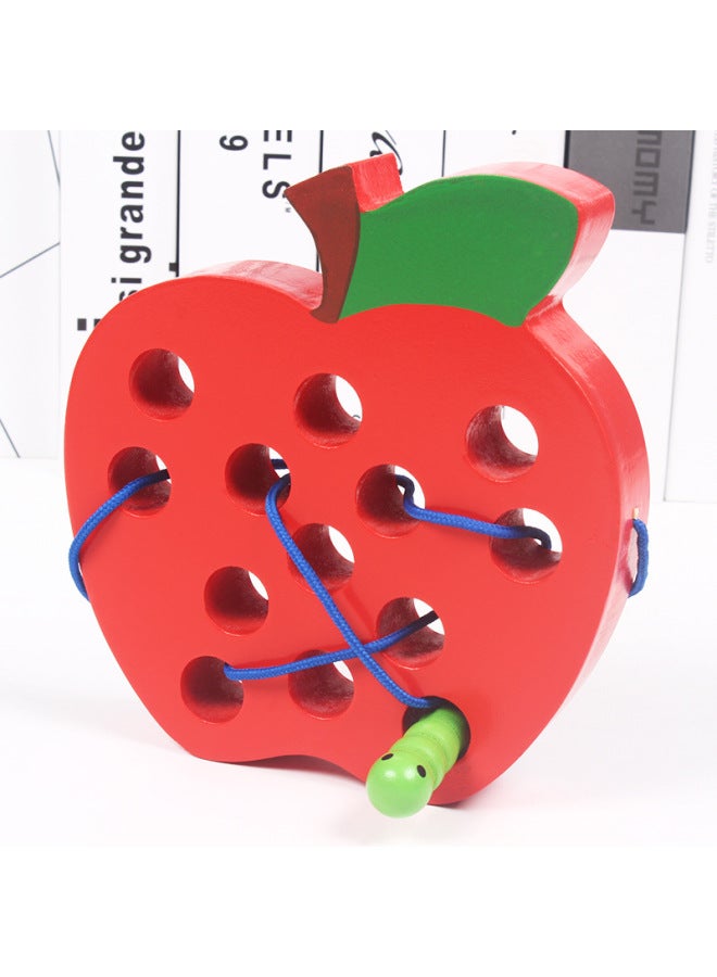 Children's Bug Eating For Apple Toy Beaded Throoming Toy Baby Early Education Educational Toy YB130-Color:Worm Eats PineFor Apple - Image 4