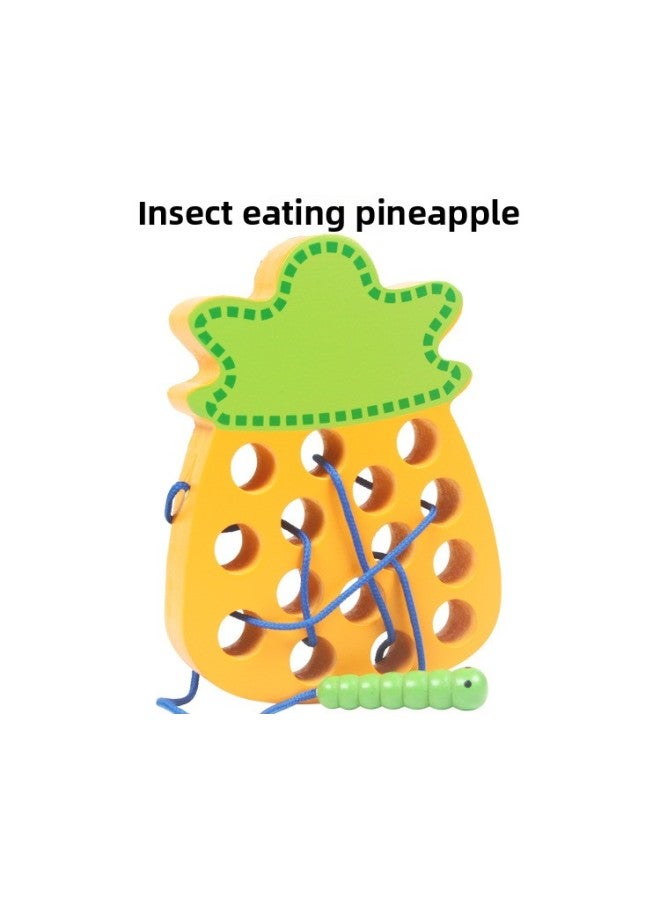 Children's Bug Eating For Apple Toy Beaded Throoming Toy Baby Early Education Educational Toy YB130-Color:Worm Eats PineFor Apple - Image 1