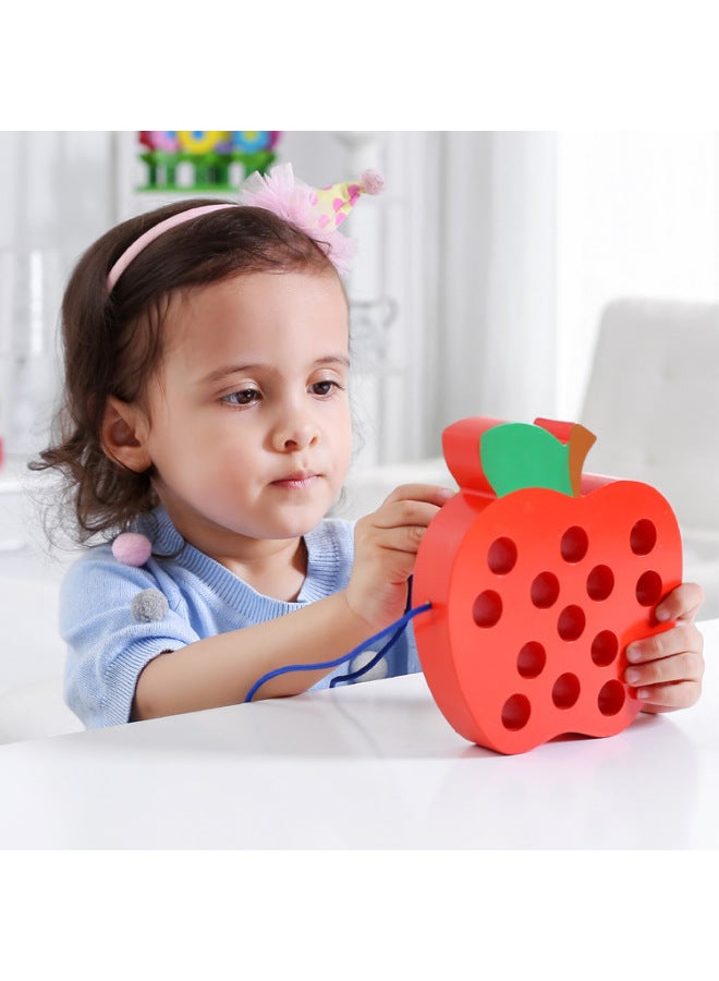 Children's Bug Eating For Apple Toy Beaded Throoming Toy Baby Early Education Educational Toy YB130-Color:Worm Eats PineFor Apple - Image 3