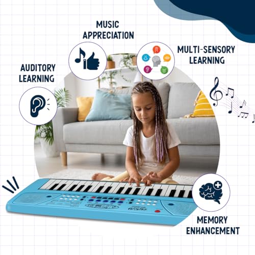Gooyo GY-439 37-Key Musical Piano Keyboard Toy for Kids | 8 Rhythms, 8 Tones, 6 Demos, Song Record Feature | Blue | Dual Power Supply Mode | Microphone & USB Cable (Included) - Image 5
