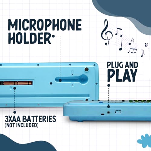 Gooyo GY-439 37-Key Musical Piano Keyboard Toy for Kids | 8 Rhythms, 8 Tones, 6 Demos, Song Record Feature | Blue | Dual Power Supply Mode | Microphone & USB Cable (Included) - Image 3