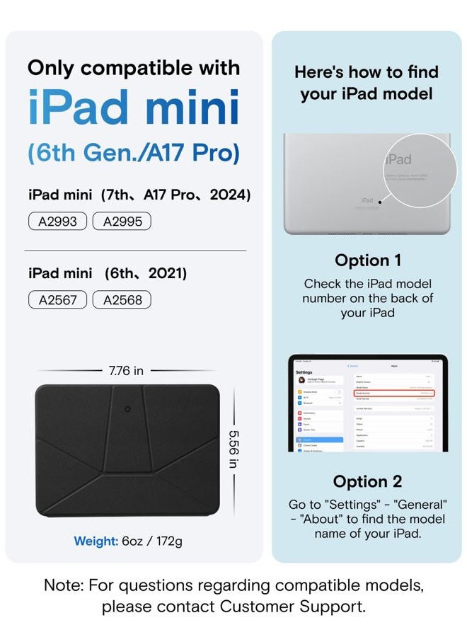 MOFT حافظة ديناميكية لجهاز iPad Mini 7 (A17 Pro 2024)/Mini 6 2021، 8.3 بوصة، حافظة مغناطيسية رفيعة مع 20+ زاوية عرض، استيقاظ/نوم تلقائي، رفيعة للغاية، أسمنت x ياقوت - Image 2