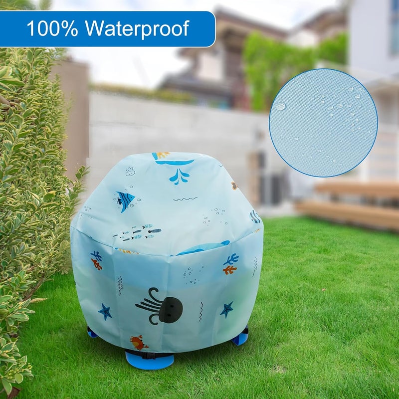 غطاء لطاولة المياه للأطفال - غطاء خارجي مناسب لطاولة المياه Step2 Showers Splash Tower، غطاء لطاولة المياه المزودة بالرمال، غطاء دائري لطاولة المياه من نوع Little Tikes - الغطاء فقط (أزرق) - Image 5